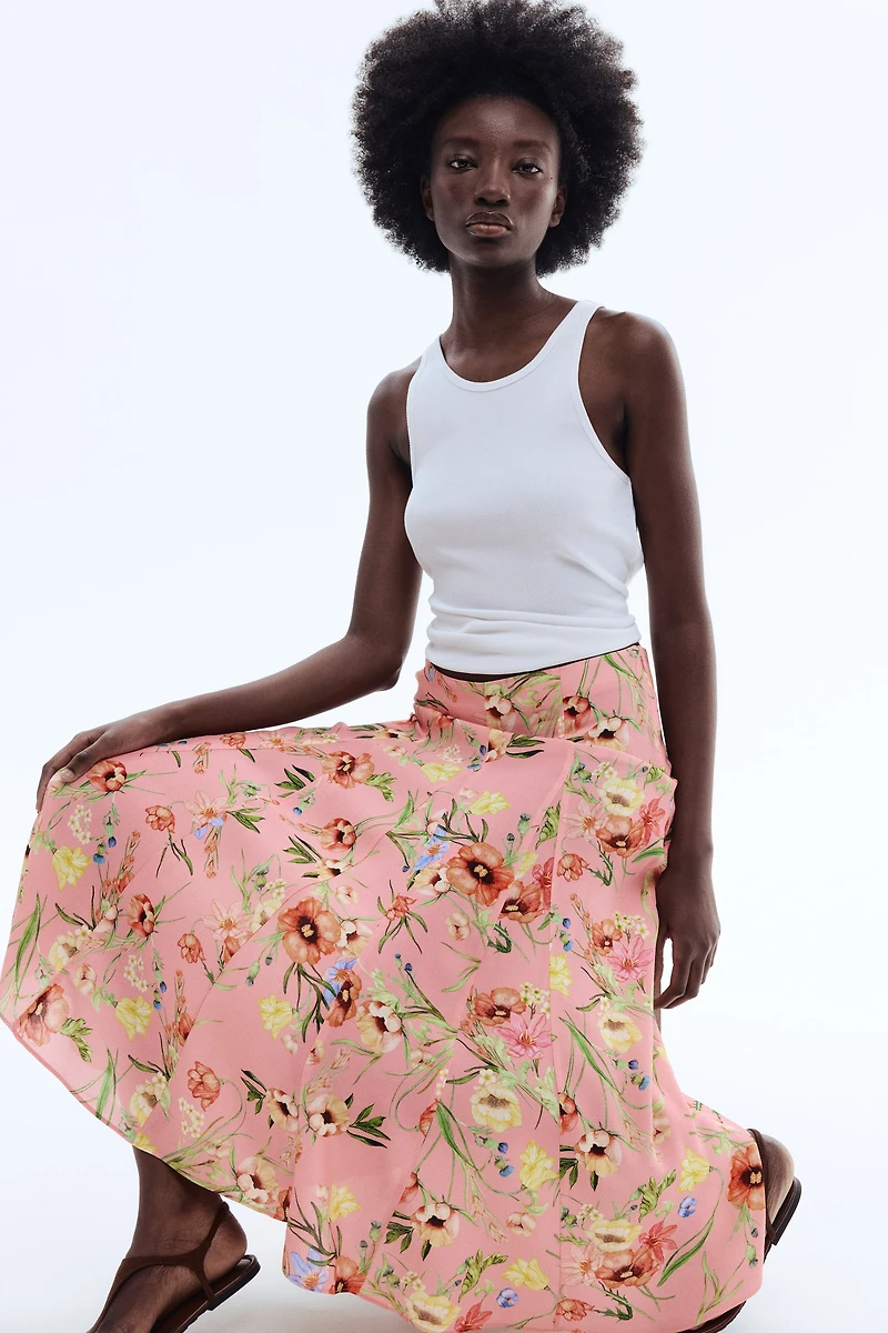 Pleated Viscose Skirt