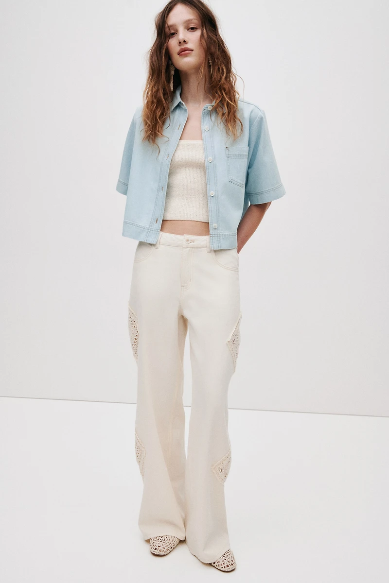 Chemise à manches courtes en denim