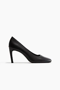 Square-Toe Leather Pumps