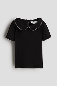 Picot-Trimmed Cotton Top