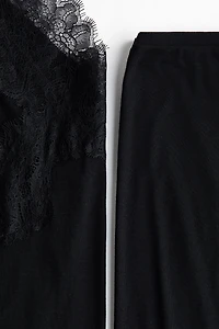 Lace-Trimmed Jersey Pajamas