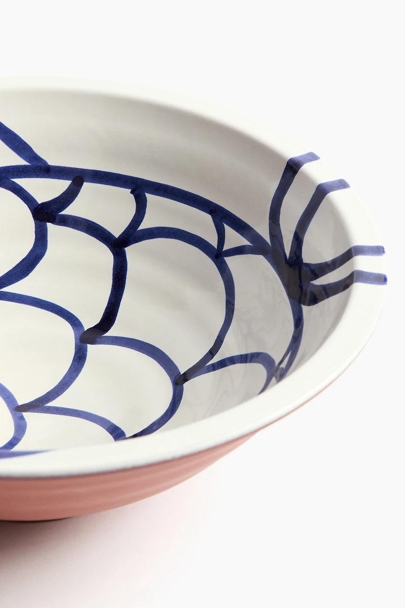 Hand-Painted Terracotta Serving Bowl