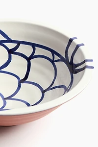 Hand-Painted Terracotta Serving Bowl