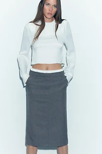 Double-Waistband Pencil Skirt