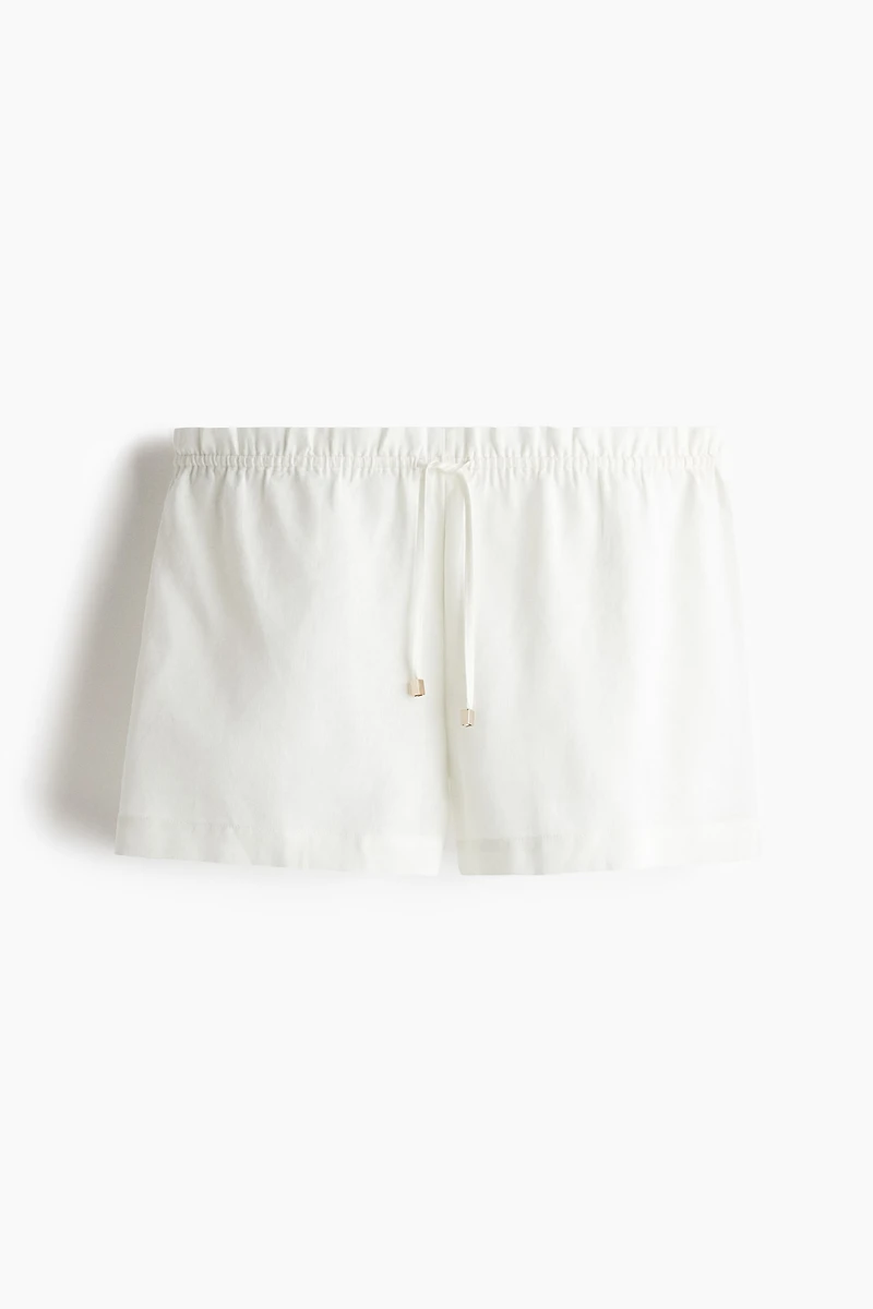 Linen-Blend Drawstring Shorts