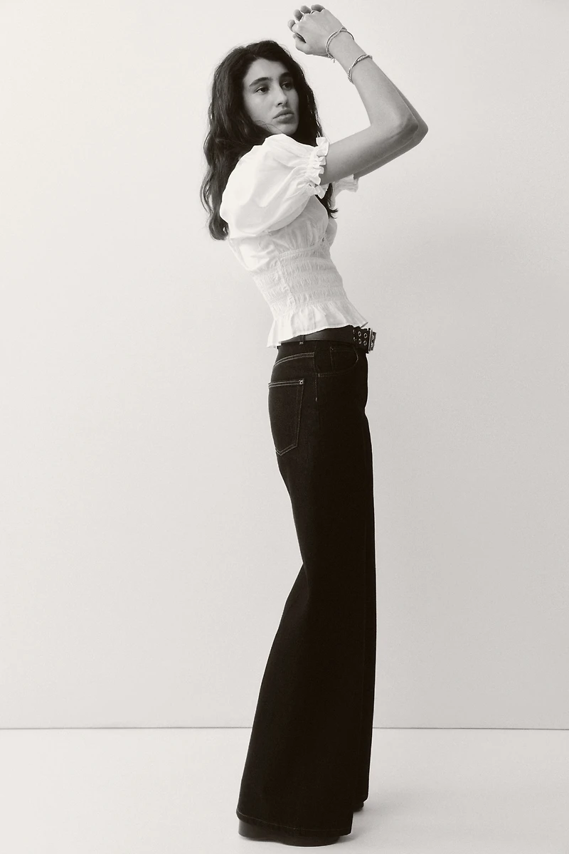 Smocked-Waist Blouse