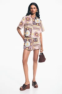 Patterned Poplin Shorts