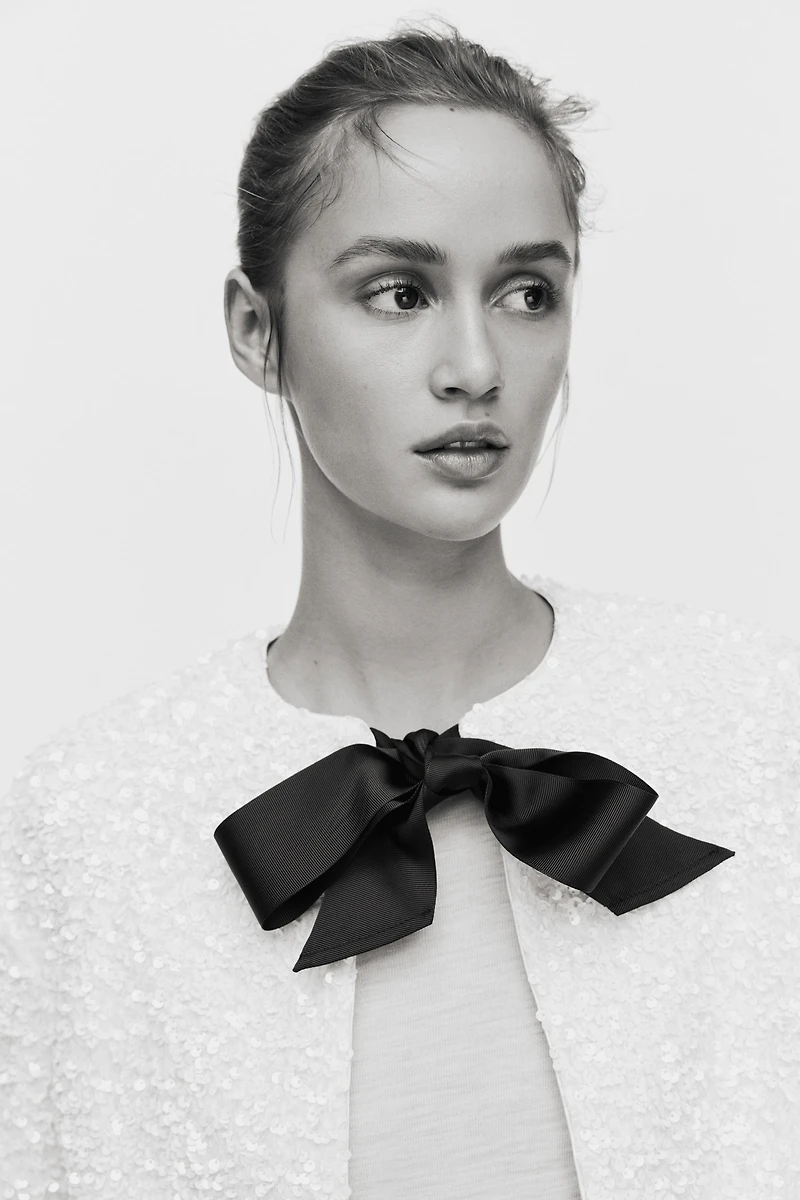 Tie-Detail Sequined Jacket