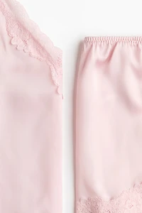 Lace-Trimmed Satin Pajamas