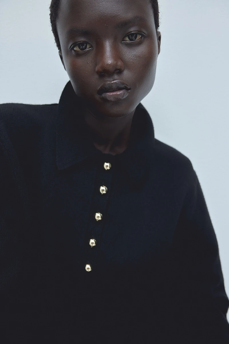 Fine-Knit Dress with Collar