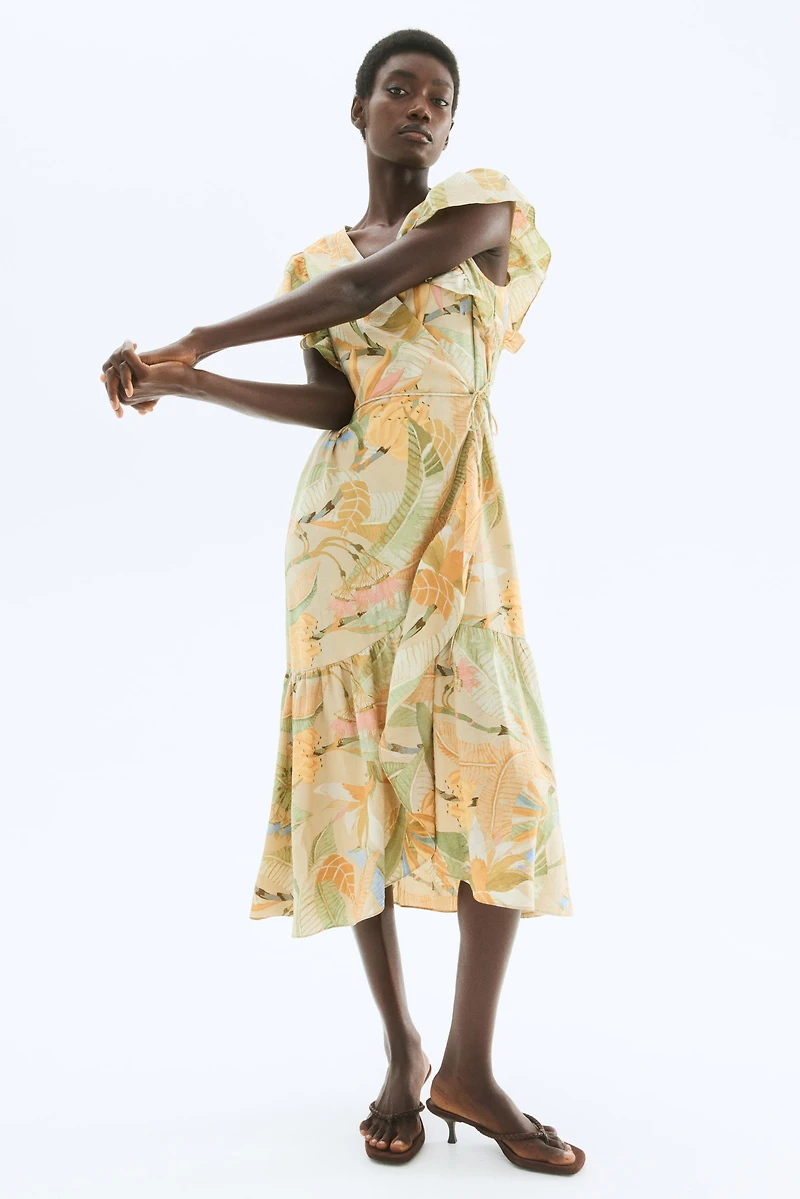 Patterned Wrap-Front Dress