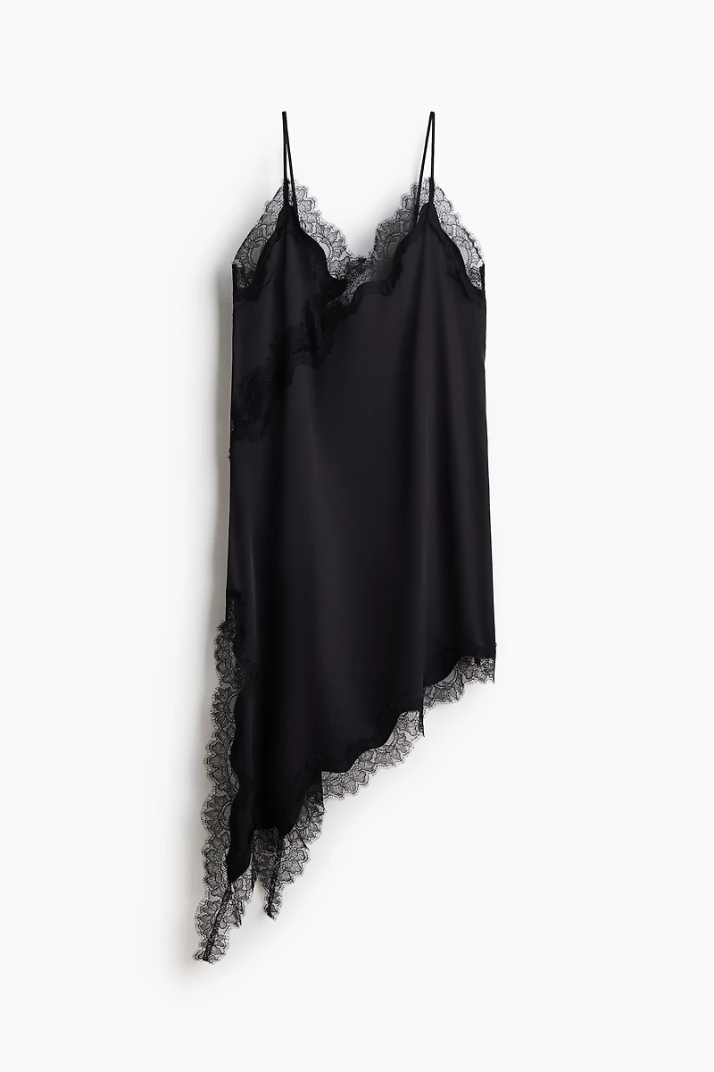 Lace-Trimmed Asymmetric Nightgown