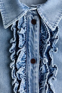 Ruffle-Trimmed Denim Shirt