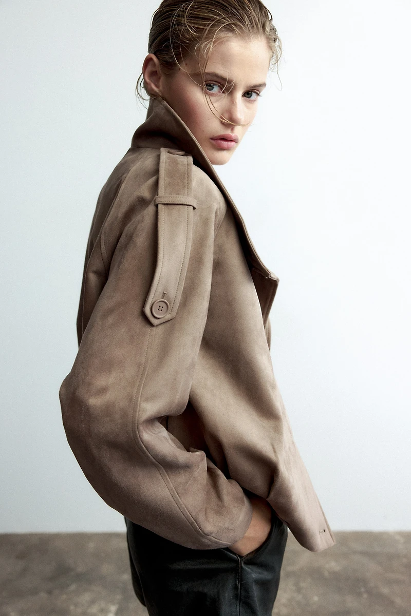 Double-Breasted Funnel-Collar Jacket