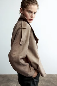 Double-Breasted Funnel-Collar Jacket