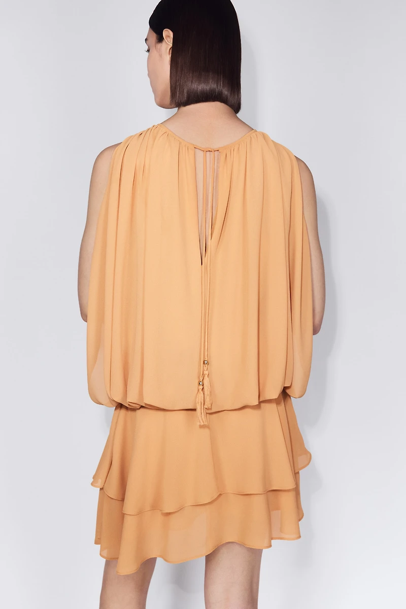 Cape-Detail Chiffon Dress