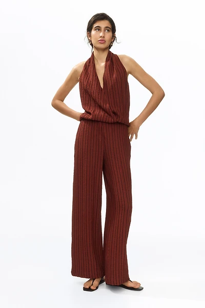 Wide-Leg Crinkled Pants