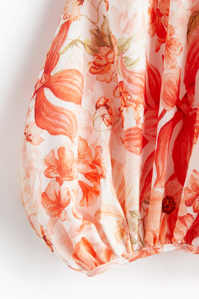 Balloon-sleeved Maxi Dress