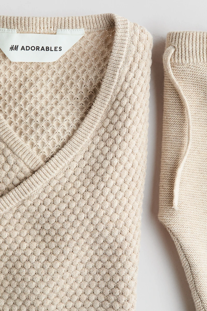 2-Piece Cotton Textured-Knit Set