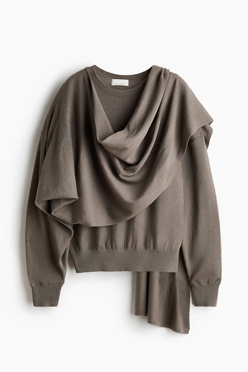 Cashmere-Blend Sweater with Scarf Detail
