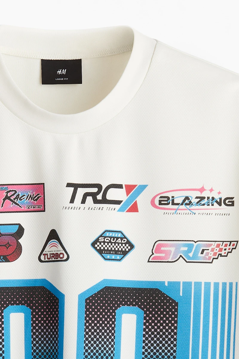 Loose-Fit Long-Sleeved Mesh Shirt