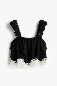 Lace-Trimmed Pajama Top
