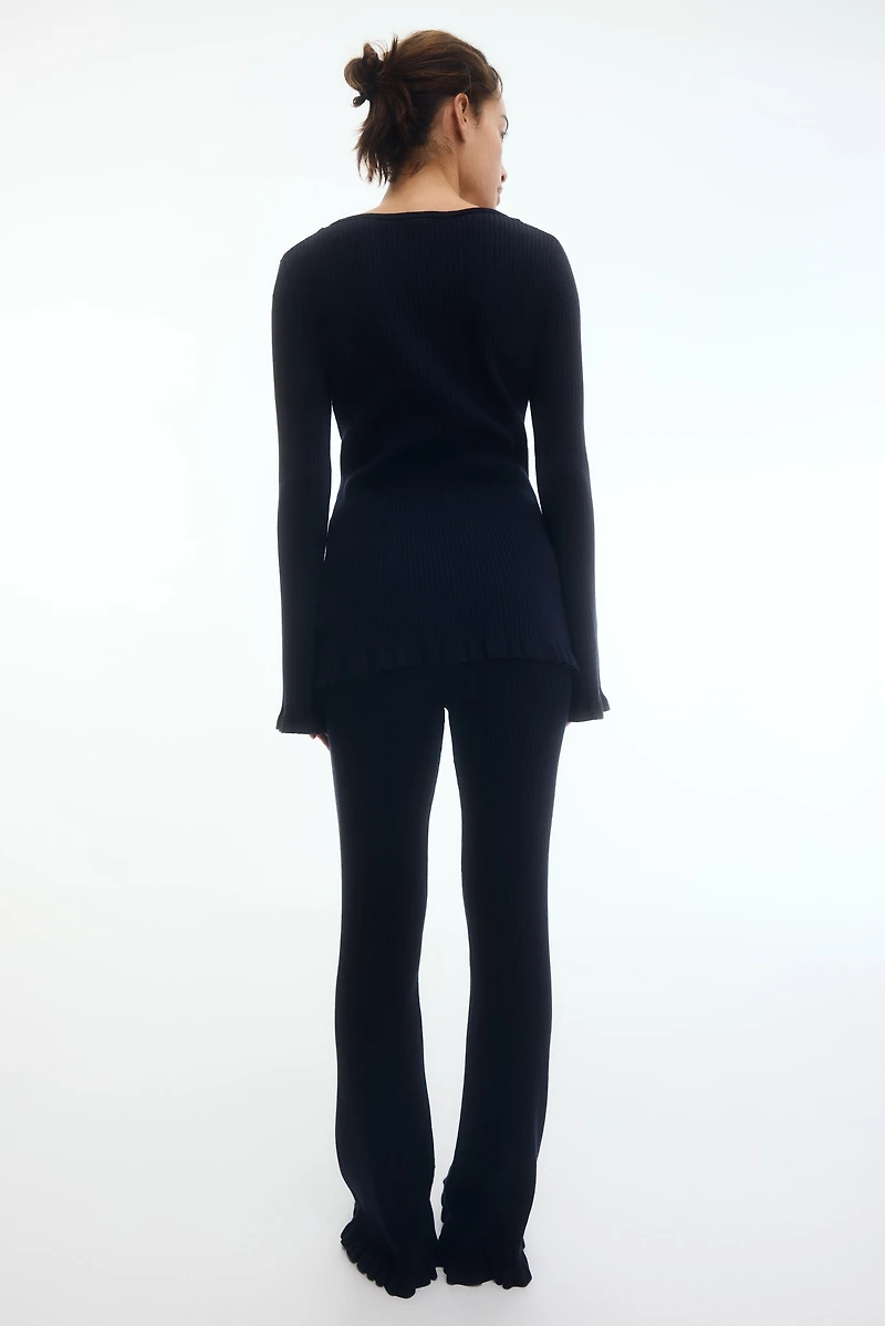 MAMA Flared Rib-Knit Pants