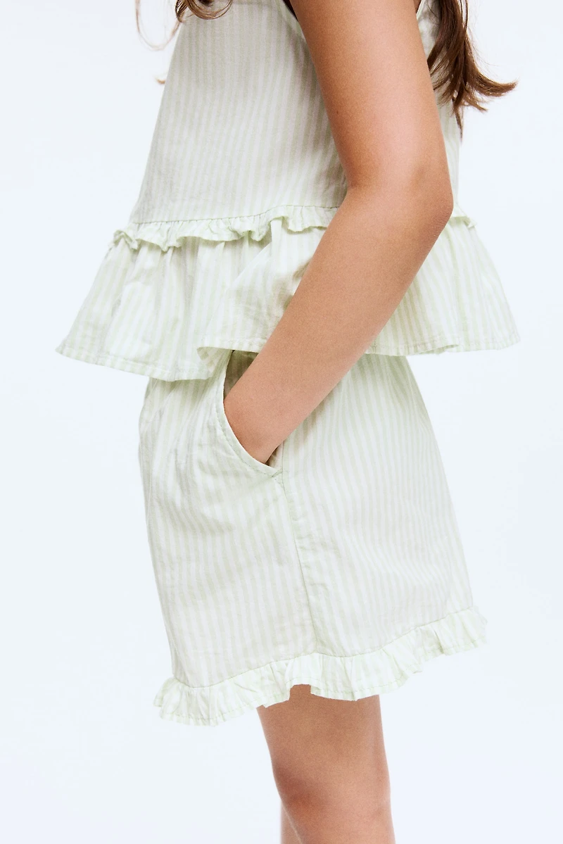 Ruffle-Trimmed Cotton Shorts