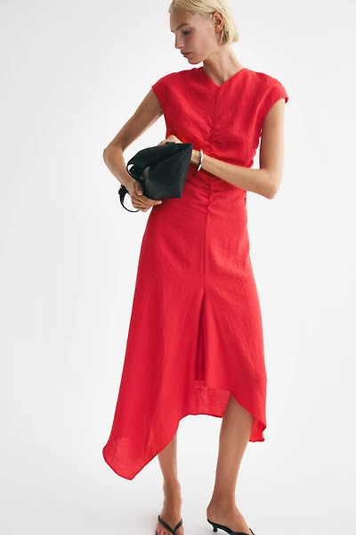 Cap-Sleeved Handkerchief Dress