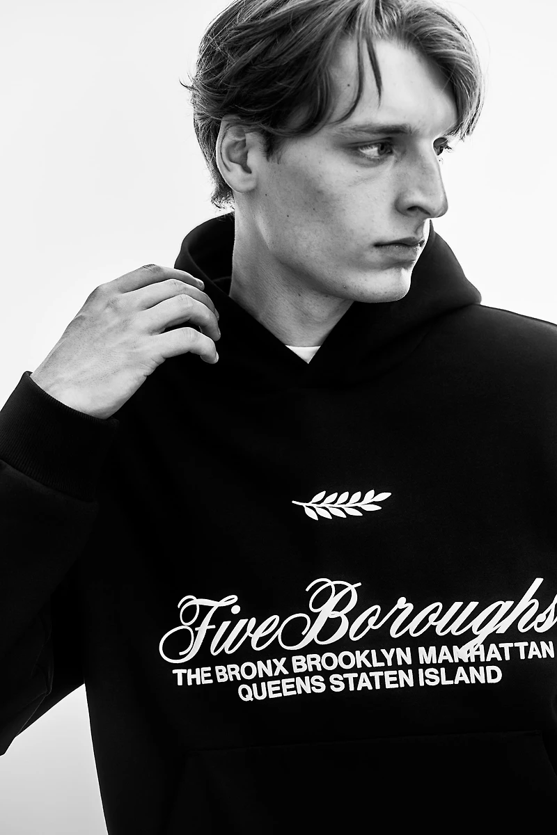 Loose-Fit Printed Hoodie