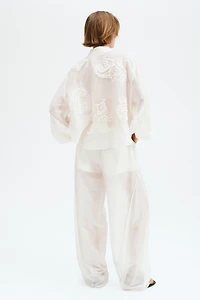 Appliquéd Barrel-Leg Pants