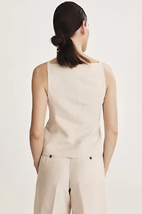 Veste sans manches en lin mélangé