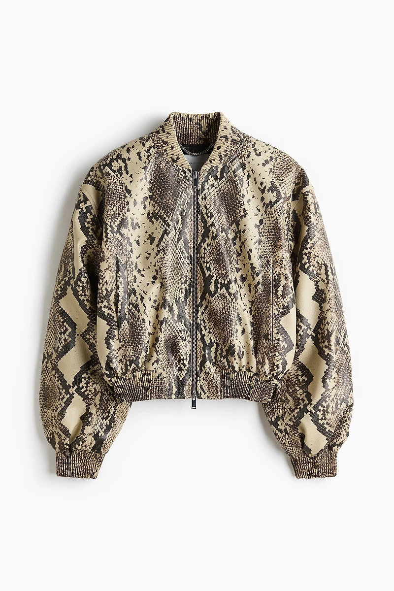 Blouson d'aviateur à imprimé peau de serpent