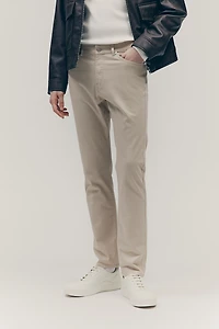 Pantalon aminci en tissu croisé de coton