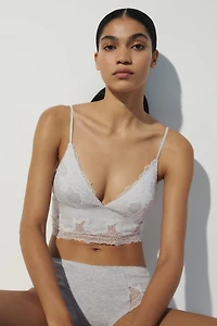 Lace-Trimmed Cotton Bralette