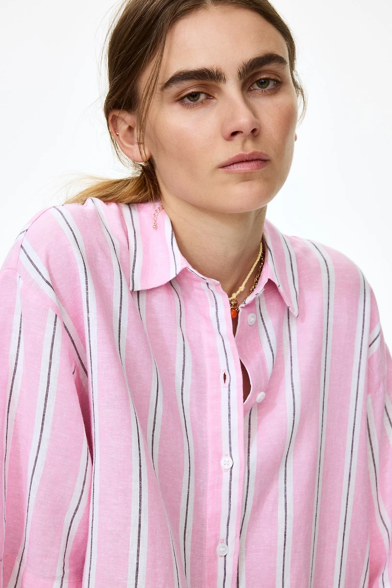 Oversized Linen-Blend Shirt