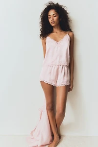 Lace-Trimmed Satin Pajamas
