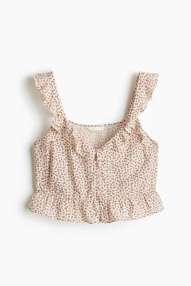 Flounced Button-Front Top