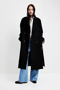 Brushed-Finish Twill Trench Coat