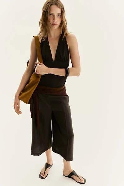 Dressy Linen-Blend Culottes