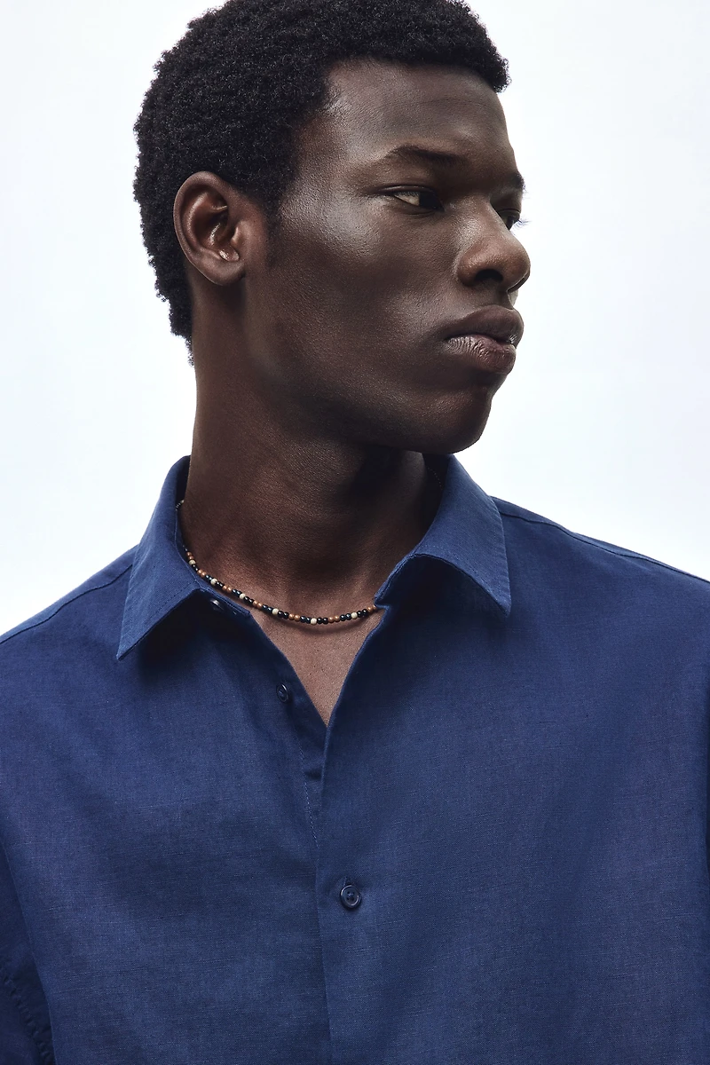 Chemise décontractée en lin mélangé