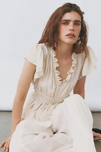 Flutter-Sleeved Peplum Blouse
