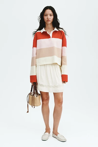 Viscose Mini Skirt with Lace Insets