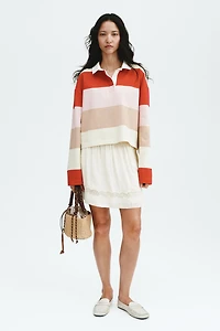 Viscose Mini Skirt with Lace Insets