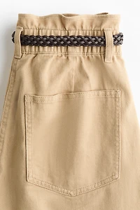 Belted Barrel-Leg Pants