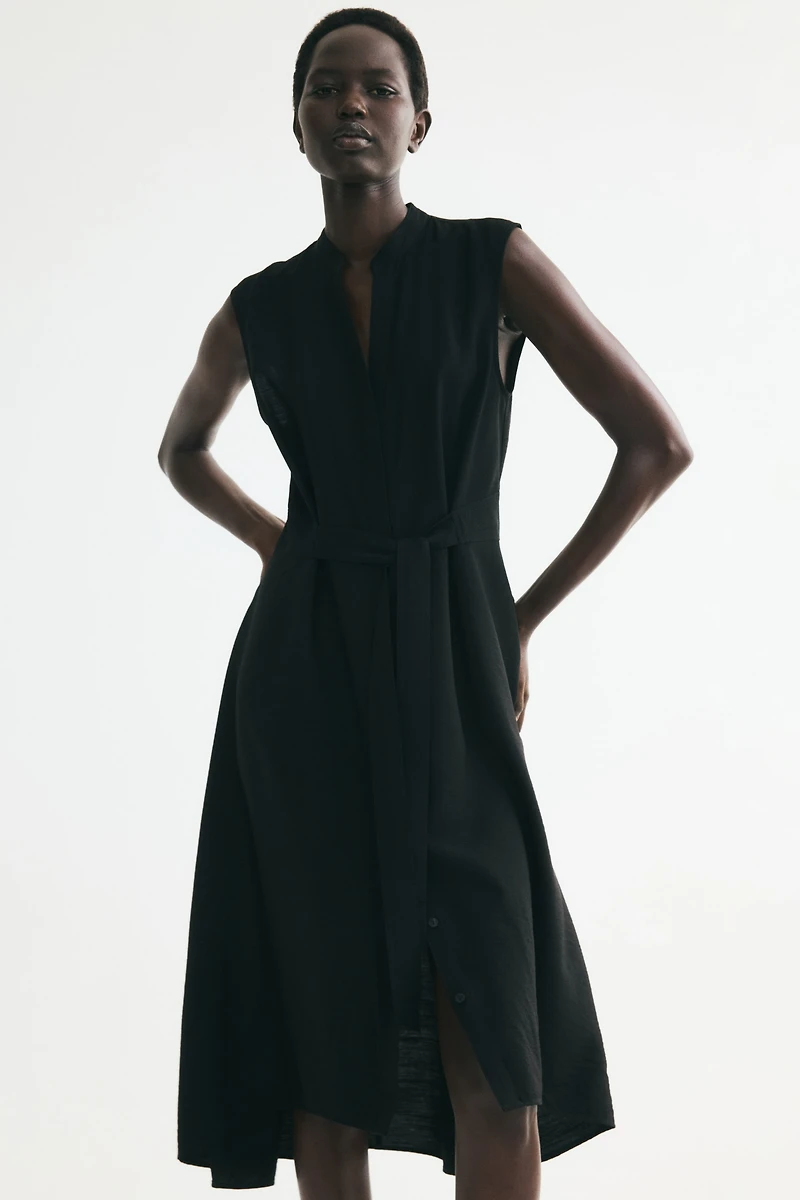 Robe chemisier avec ceinture à nouer