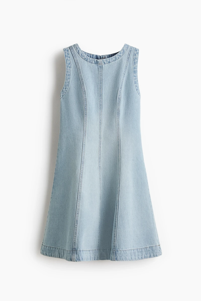 Flared-skirt denim dress