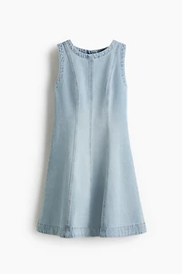 Flared-skirt denim dress