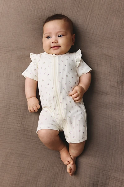 2-Pack Ruffle-Trimmed Cotton Pajama Jumpsuits