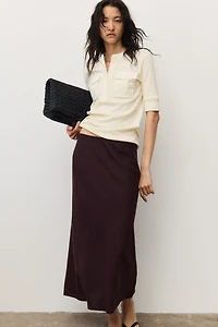 Linen-Blend Slip Skirt